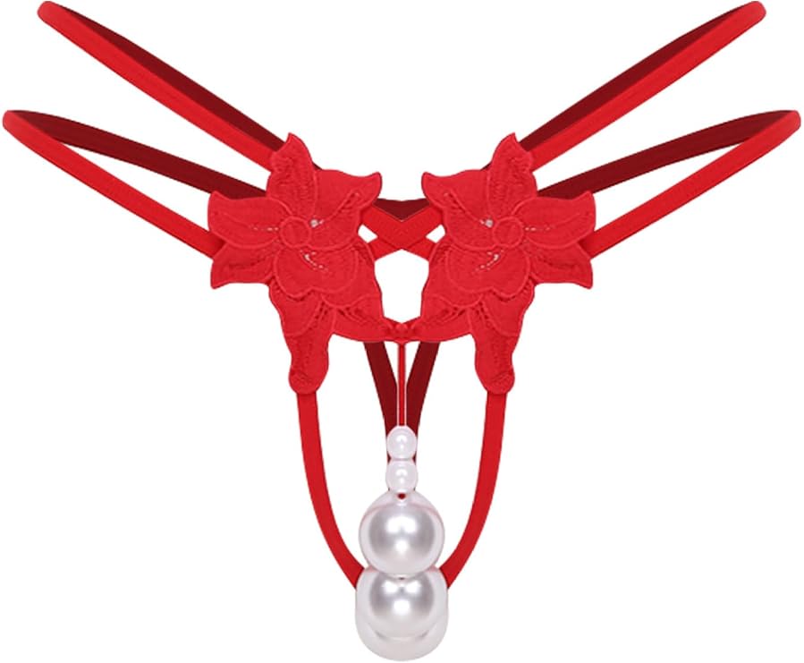 Women Sexy Pearls Mini G-String Thong Underwear T Back Massage Chain Bikini Briefs