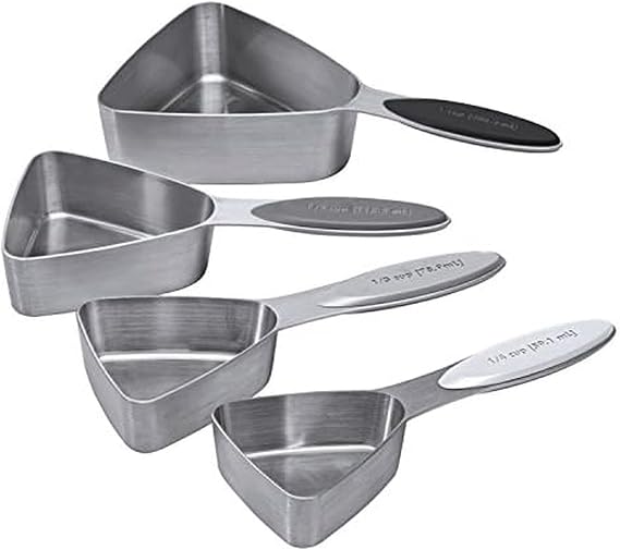 Amco Stainless Steel Triangular Measuring Cups, Set of 4