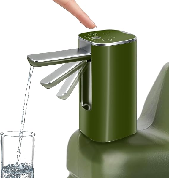 Automatic Touch Control Water Pump Only for 5 Gallon,4.8, 3.5, 3.2Gal Water Containers, Portable Foldable Faucet for Camping, Hiking & Outdoor Use, Type-C Rechargeable, Leak-Proof & Lightweight