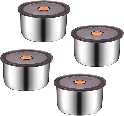 Set Of 4 Stainless Steel Food Preps Container With Leak Proof Silicone Lid Suitable For Eating In Travel