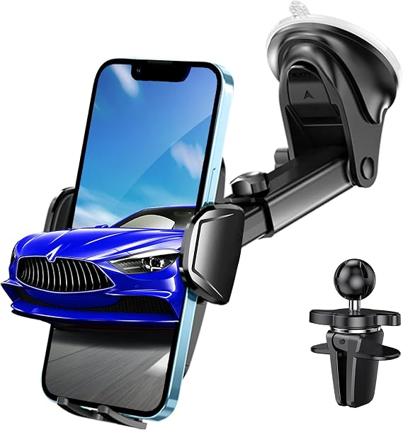 Josnown Mobile Phone Holder Car Upgrade Version 3 in 1 Suction Cup & Ventilation Mobile Phone Holder Car 360° Rotation Universal Car Mobile Phone Holder for iPhone Huawei Xiaomi Samsung