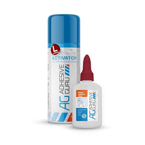 Adhesive Guru Stonebond Super Instant Glue (3.5 oz) with Spray Adhesive Activator (13.5 fl oz) | Bonds Marble, Granite, Mosaic Tiles, Stone, 1 Pack