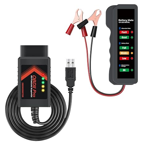 12V Car Battery Tester+ELM327 OBD2 Adapter for MS/HS CAN Automatically Switch