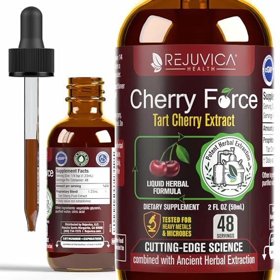 Cherry Force - Advanced Tart Cherry Extract - Real Tart Cherries - Rich in Antioxidants & Phytonutrients - Liquid Extract for Better Absorption
