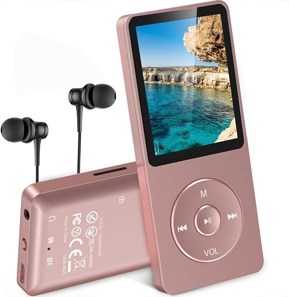 Agptek A02 A20 MP3 Player with 1.8-Inch TFT Colour Screen 70 Hours of Playback Music Player with FM Recording and Micro SD Card Slot 8gb 70 hour portable music player with headphones FM radio pictures recordings e-book rose gold