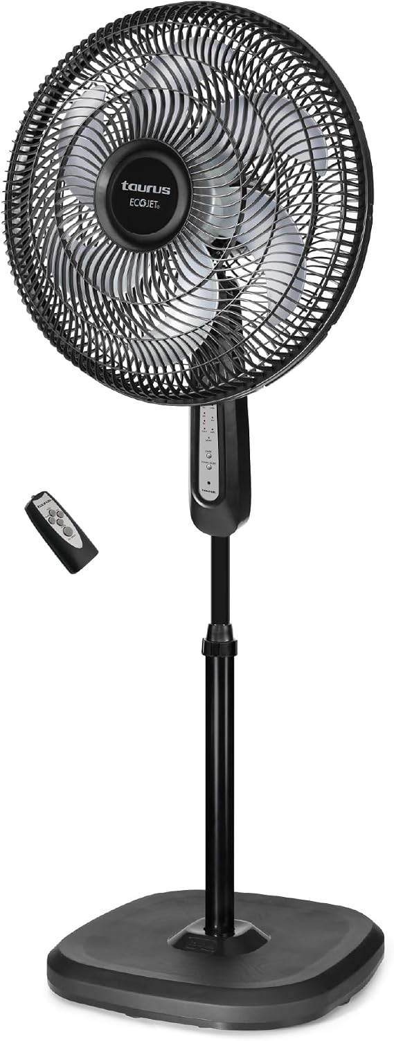 Taurus Turbo Cycle Pedestal Fan with Remote 16" Oscillating Standing Fan, 5 Blades, Adjustable Height, Timer & 3 Speeds Quiet Energy-Efficient Air Circulator for Bedroom or Office