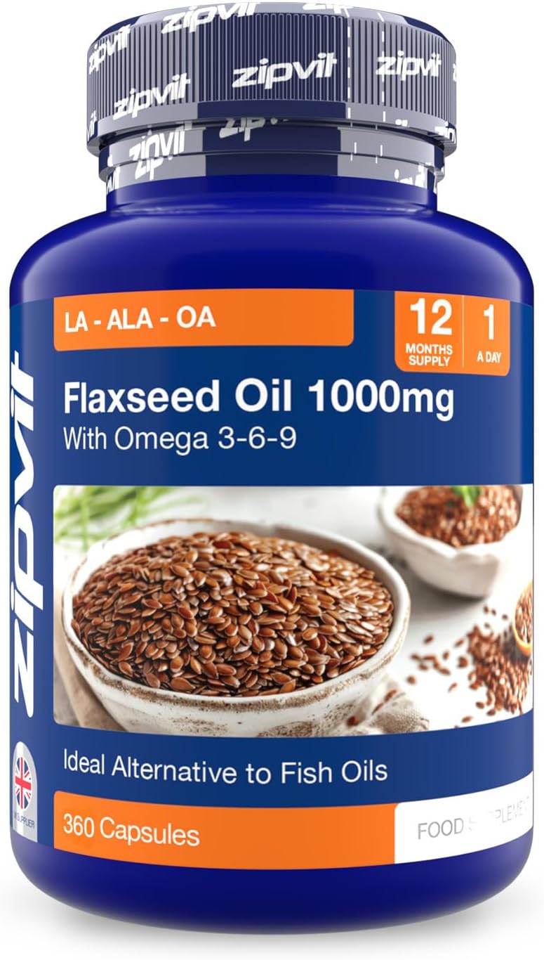 Zipvit Flaxseed Oil Capsules, Cold Pressed Omega 3 6 9 Capsules, 12 Month Supply, Alternative to to Fish Oils