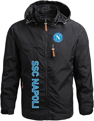 Mens Softshell Jacket for SS.C Na.Poli Windproof Sportswear Hiking Hoodies Outdoor Coat Tops Black-1 XL