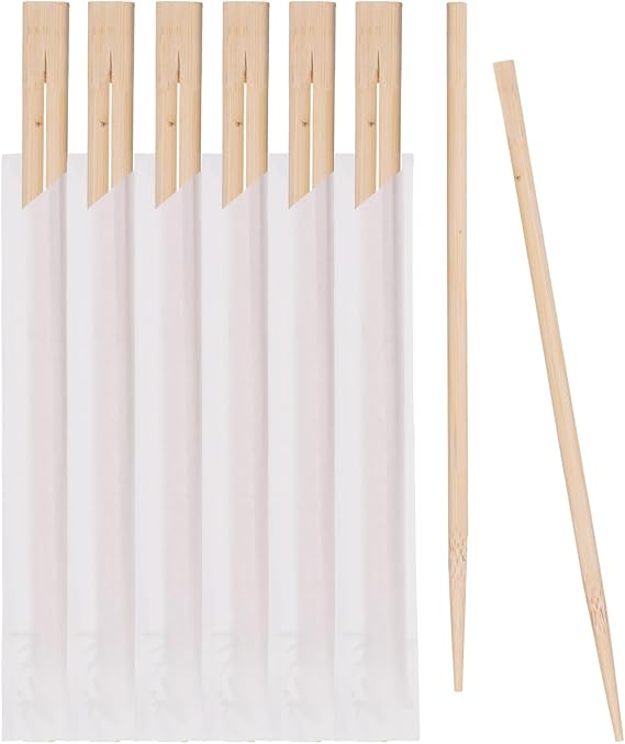 Prestee 50 Pairs Disposable Wooden Chopsticks - Individually Wrapped for Hygiene - 8-Inch Wood Chopstick - Utensils for Sushi, Noodles, and Takeout - Smooth, Splinter-Proof Design