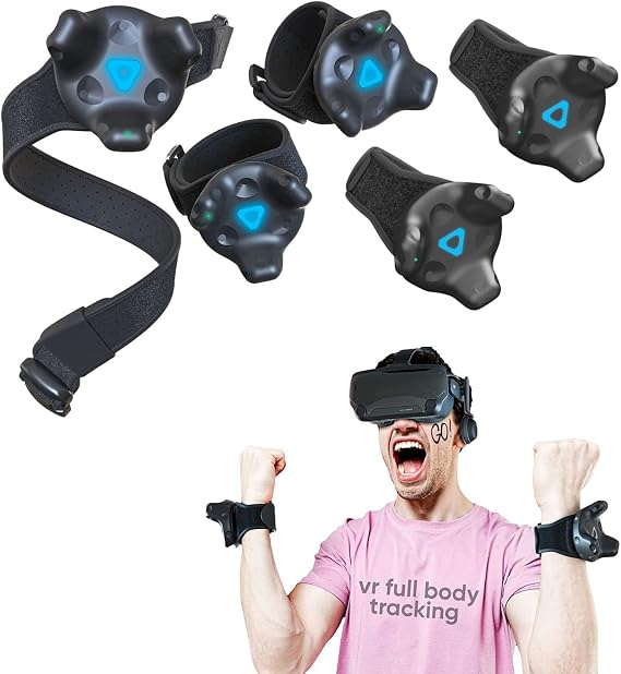 Skywin VR Tracker Belt and Tracker Strap (1 Belt and 4 Hand/Foot Straps) for HTC Vive System Tracker Pucks - Adjustable Straps for Hand and Foot for Full-Body Tracking in Virtual Reality