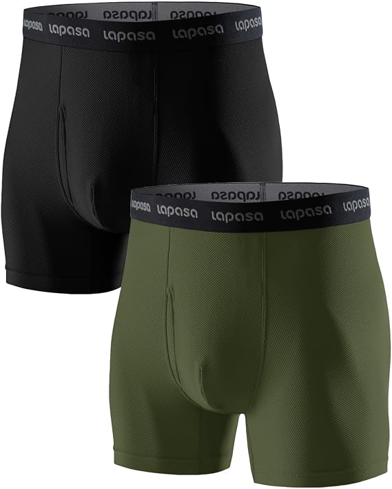 LAPASA Men's Quick Dry Travel Underwear Mesh Trunks/Boxer Briefs/Boxers