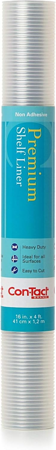 Con-Tact Brand Premium Plus Non-Adhesive Shelf Heavy Duty and Multi-Functional Drawer Liner, Protect and Organize Your Shelves and Drawers 16 x 4, Ribbed Clear, Pack of 1 Roll