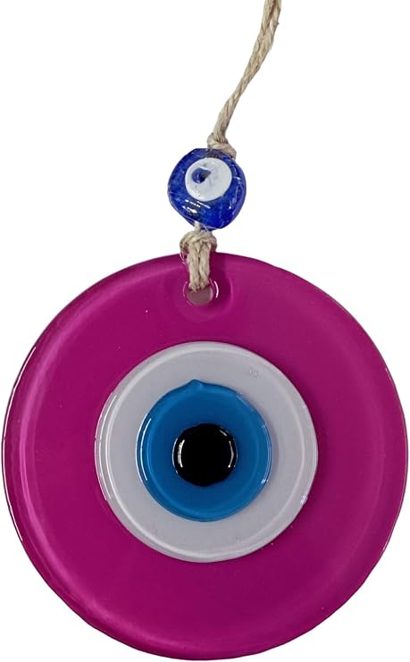 Mixperi Mini Boy Pembe Nazar Boncuklu Duvar Süsü 10 Cm Cam Duvar Dekoru