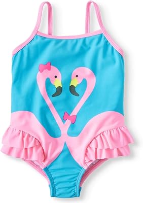 Wonder Nation Toddler Girls Swans Splendor Blue One Piece Swimsuit
