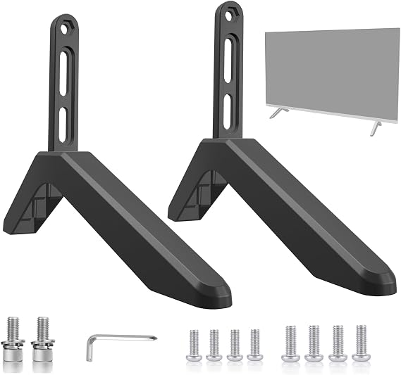 TV Base Stand, Table Top TV Stand Base TV Legs only Compatible with 2.16"/5.5cm & 1.77"/4.5cm Mounting Hole Spacing for 27 to 65 inch LCD