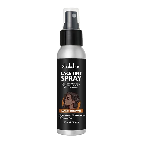Lace Tint Spray for Wigs, Dark Brown, Infused with Argan Oil, Sodium Hyaluronate, 2.7 Fl Oz | Quick drying, waterproof tinted spray for lace wig. Matches skin tone with argan oil & hyaluronic acid for seamless blend.
