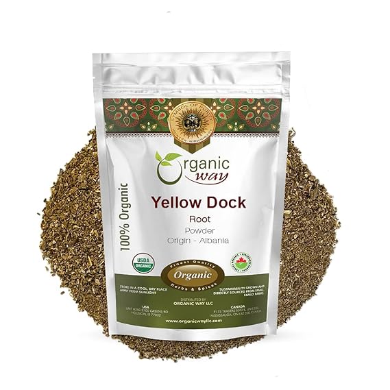 Organic Way Yellow Dock Root Powder (Rumex crispus) - European Wild-Harvest | Organic & Kosher Certified | Vegan, Non GMO & Gluten Free | USDA Certified | Origin - Albania (1/4 LBS / 4 Oz)