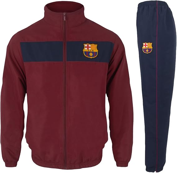 FC Barcelona Mens Tracksuit Jacket & Pants Set Official Football Gift
