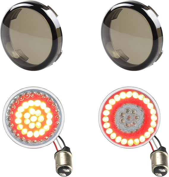 2" Bullet LED turn Signal Lamp 1157 Rear Brake Tail Running Lights with Smoke Lens Compatible with 1986-2023 Harley Sportster Road King DynaStreet Glide Fat Boy softail