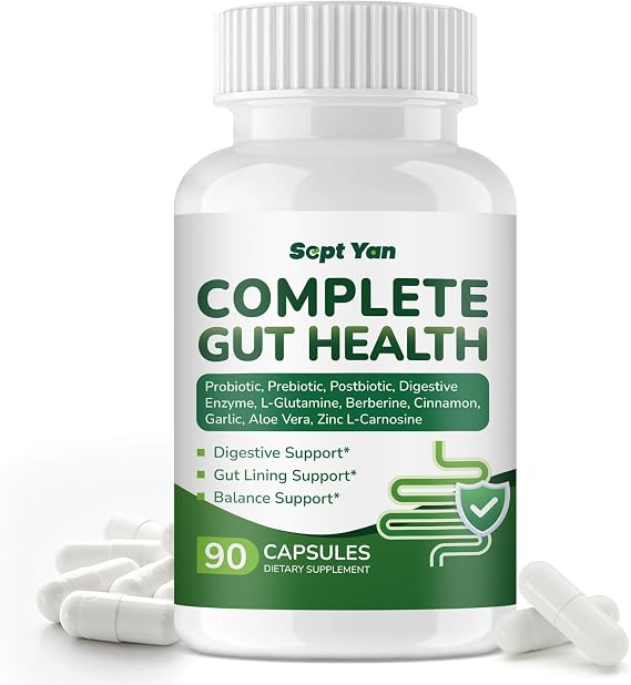 Gut Health Supplement with Prebiotics, Postbiotics & Probiotics for Digestive Health for Women & Men, 80 Billion CFU Probiotics for Gut and Digestion, Immune Support, 90 Capsules