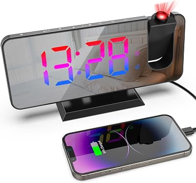 Digital Alarm Clock With Projection on Ceiling for Bedroom - Projector Clock That Projects Time