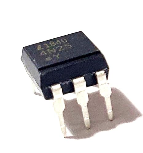Lite-On 4N25 Optocoupler, Phototransistor Output, with Base Connection Breadboard-Friendly IC DIP-6 (Pack of 10)