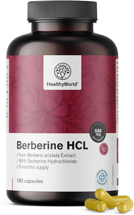 HealthyWorld Berberine HCL 500 mg - 180 Plant Capsules