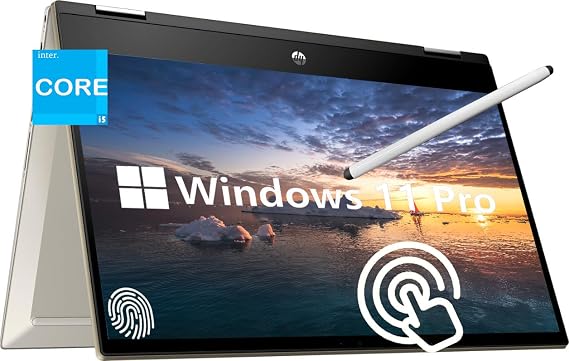 HP Pavilion 2-in-1 Business Laptop, 14 inch FHD Touch Screen, Intel Core i5-1135G7, Windows 11 Pro, 16GB DDR4 RAM, 512GB SSD, Fingerprint Reader, Type-C, Micro SD, Warm Gold, PCM