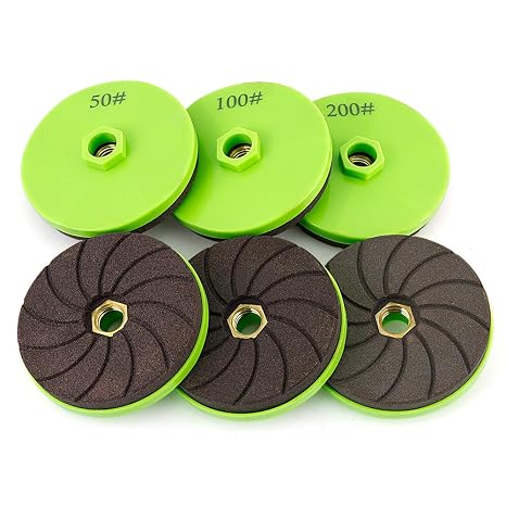 LOZLIN Diamond Polishing Pads, 3 Pack 4 Inch, for Tile, Marble and Granite, Chamfering, Edge Shaping, 50/100/200 Grit, Angle Grinder