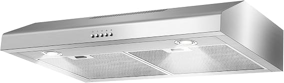 Range hood 30 Inch Under Cabinet,450 CFM Ducted/Ductless Vent Hood for Kitchen With Bright Light, Quiet Operation and 3 Speed Exhaust Fan