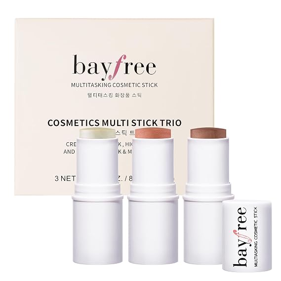 bayfree 3 PCS Cream Contour Stick Set, Bronzer Blush Highlighter Makeup