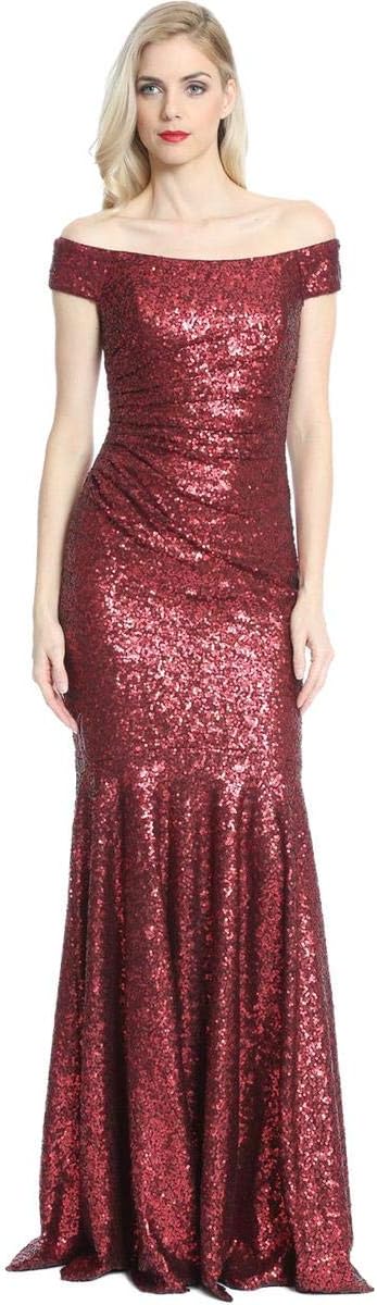 Badgley Mischka Women's Off Shoulder Sequin Gown