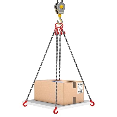 Chain Sling, 516 Inch X 10 Ft Lifting Chain Sling with 4 Legs Grab Hooks and Adjusters G80 Heavy Duty Engine Chain Hoist Lifts Lifting Sling Chains for Engine Hoist 516 Inch10 FT, with Adjusters