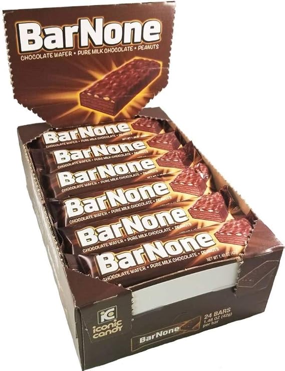 BarNone Chocolate Bar | Chocolate Wafer Pure Milk Chocolate - Peanuts | A Chocolate Lovers Candy Bar | BarNone Chocolate Bar Brought To You By Iconic Candy | 24 Count
