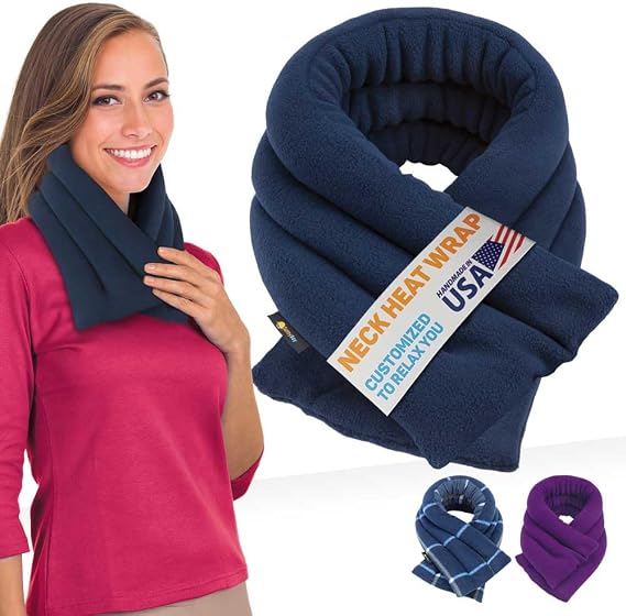 SunnyBay Microwave Heating Pad, 26" Long Microwavable Neck Wrap & Heat Pack for Moist Hot Therapy, Heated Neck Warmer for Neck, Shoulder & Back Pain Relief, Flaxseed Filling, 26x6, Navy Blue
