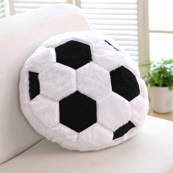 XIYUAN 14inch Soccer Sports Pillow Soft Stuffed Throw Pillow Toys Fluffy Durable Football Plush Toys Gift - for Kids Boy Girls Children Room Decor Sofa Cushion (Football)