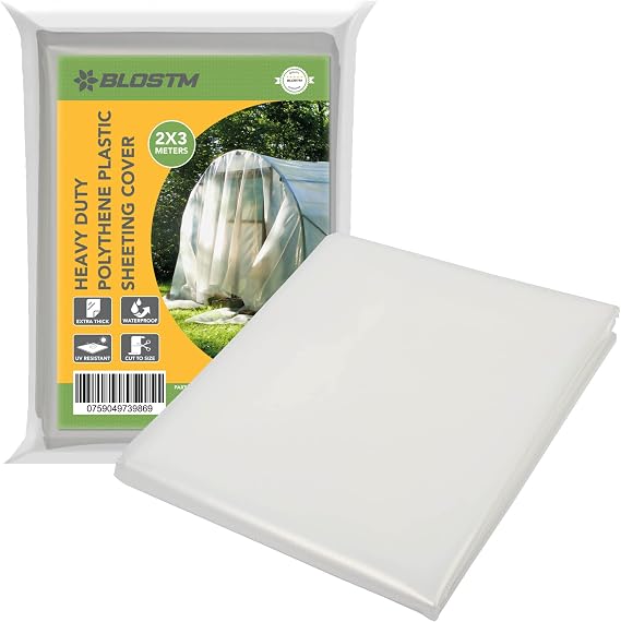 BLOSTM Heavy Duty Polythene Sheeting 2m x 3m Thick Plastic Sheeting