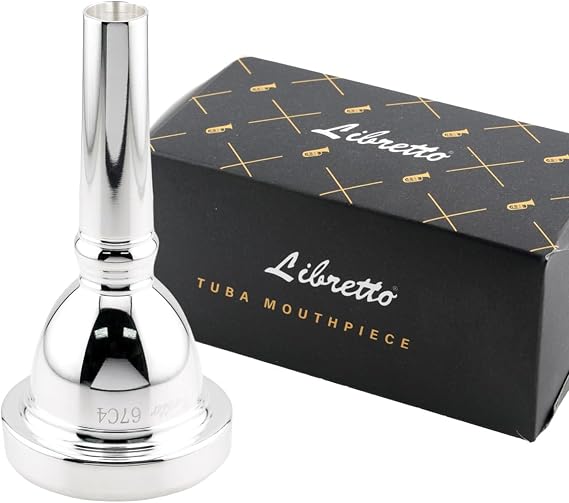 Libretto 67C4 Tuba Mouthpiece with 2m Silver Plated Brass, Medium Cup Depth, Providing Balanced and Clean Sound, Suitable for Beginners & Students, a Universal Fit for Concert or Marching Band.