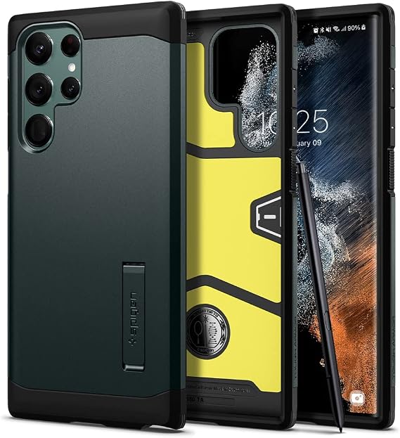 Spigen Tough Armor Designed for Galaxy S22 Ultra Case (2022) - Abyss Green