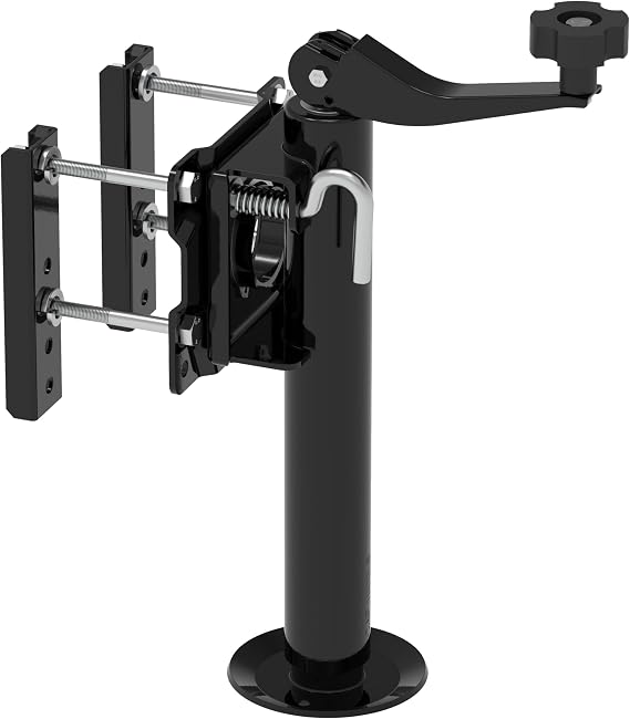 Swivel Bolt-on Trailer Jack, Trailer Jack Stand, 10" Vertical Movement, Mounting Hardware Included, 1000 lbs | Mounting Hardware Included, Black