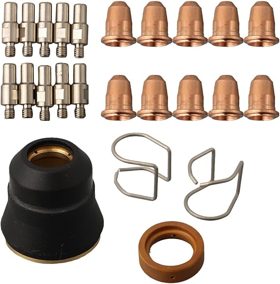 Plasma Cutter Torch Consumables Set For Chicago Electric 95136 For Razorweld CUT 45 S45 Including Tips Cups Electrodes 24Pcs