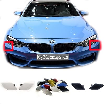 Headlight Washer Covers for 14-20 BMW M Series M3 M4 2014 2015 2016 2017 2018 2019 2020 F80 Fit Sedan F82 Coupe F83 Convertible 2Pcs Pair LeftRight Primer