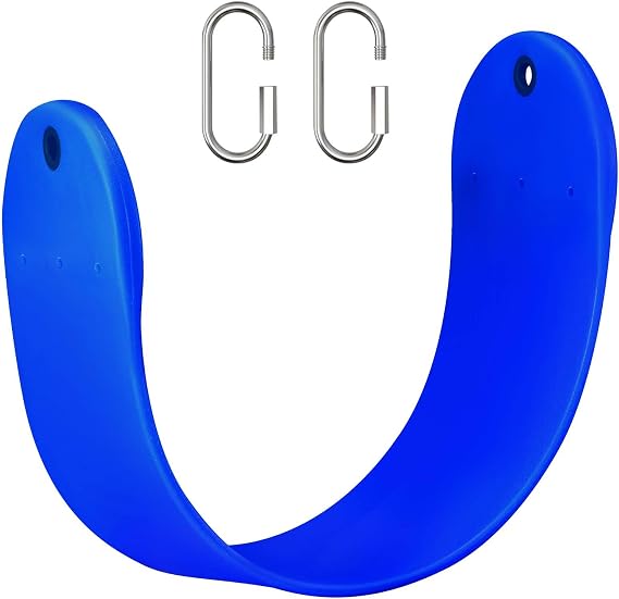 Swing Seat Replacement, GAMKII Soft EVA Swing Seat with 2 PCS Locking Buckles, Support 300lb, TreeSwing Accessories with Snap Hooks for Outdoors, Backyard, Playground, Gym & Jungle- Blue