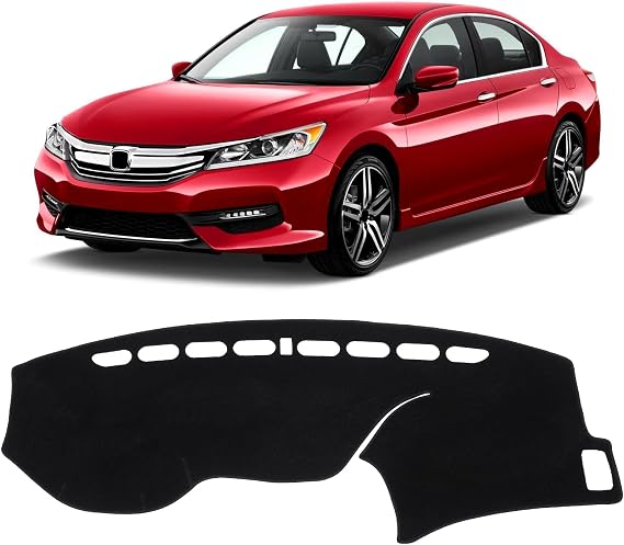 KUST Black Dash Cover for 2013-2017 Honda Accord (LX, Sport, EX, EX-L, Touring) Polyester Dashboard Cover Non-Slip Center Console Dash Cover Accessories for Honda Accord No Glare