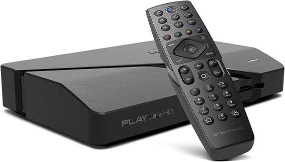 Dreambox Play UHD Android TV Box Black 4K HDR Media OTT Player with AV1 HDMI 2.1 Bluetooth 5.1 Dual WiFi Android 11 Compact & Powerful - Includes RC20 Remote and HTS e-com HDMI