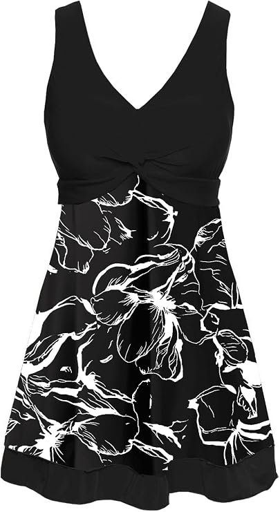 MiYang Women's Plus Size Modest Swimdress Tummy Control One Piece Skirt
