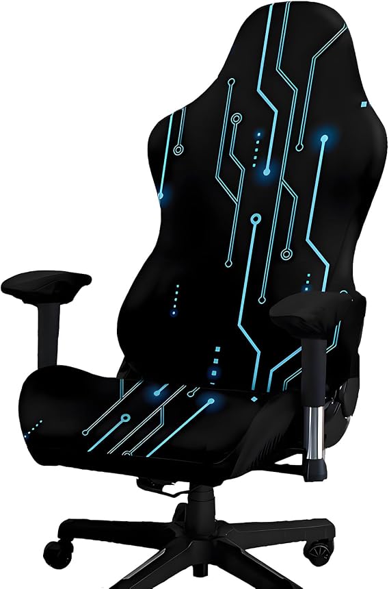 Gaming Chair Cover with 2 Pcs Armrest Slipcover, Stretchable Elastic Fit Cat Scratch Proof Gaming Chair Seat Cover(Gaming Motif C)