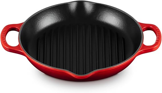 Le Creuset Enameled Cast Iron Signature Deep Round Grill, 9.75", Cerise