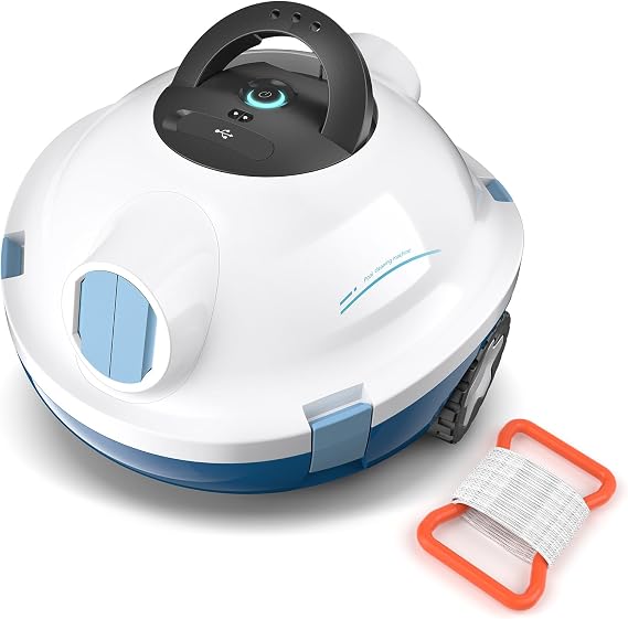 Y10 Robotic Pool Cleaner, Cordless Pool Vacuum with High Efficiency Dual Suction Power, 130 Mins Runtime, Self-Parking & Smart Navigation Pool Vacuum Robot for Above-Ground & Flat Inground Pools
