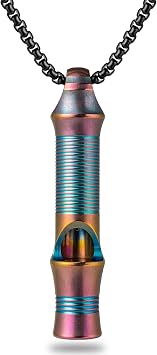 TISUR Titanium Emergency Whistle,EDC Safety Whistles Necklace Loud up to 120db,Survival Whistles for Survival,Hiking,Camping,Pets Training